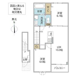 パークコートひたちなかEI 2LDKの間取図画像
