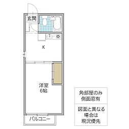 グレースタワー城南 9階1Kの間取り