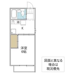グレースタワー城南 7階1Kの間取り