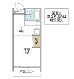 グレースタワー城南 1Kの間取図画像