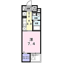 クオーレ メグ 2階1Kの間取り
