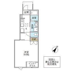 Prendre 101号室 1階1Kの間取り