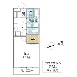 ボナール壱番館 1Kの間取図画像