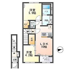 Front Island II (フロントアイランド II) 2LDKの間取図画像
