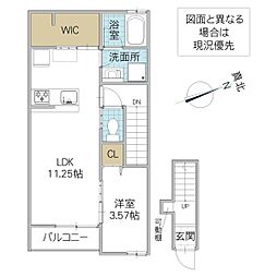 GREEN III 2階1LDKの間取り