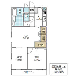 Myrsina Folia 1階2LDKの間取り