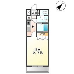 グリーンビューハイム 1Kの間取図画像
