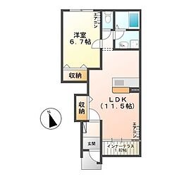 リッチ・フォンテーヌ 1階1LDKの間取り