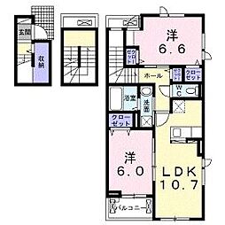 メゾン・ド・ジュネス 3階2LDKの間取り