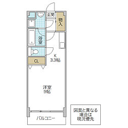 サザンテラス不二美荘 ワンルームの間取図画像