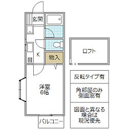 コーポタカハシ 1Kの間取図画像