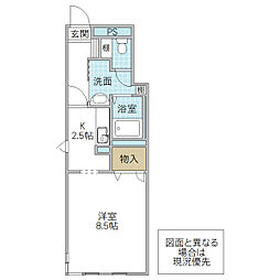 グラン・ドミール 1Kの間取図画像