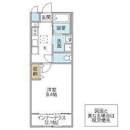 プレシャスワン翔(Precious one翔) 1Kの間取図画像