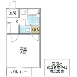 ドミール常南 1Kの間取図画像