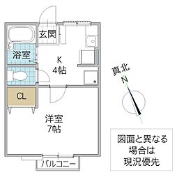 フローラルマミ 1Kの間取図画像