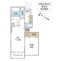 コリーナディヴェルデ3 1LDKの間取図画像