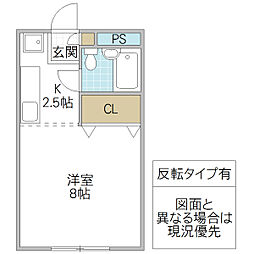 シティハウス栄町 ワンルームの間取図画像