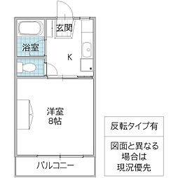 ロイヤルコート元吉田 1Kの間取図画像