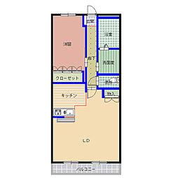 けやきガーデンプレイス 1LDKの間取図画像