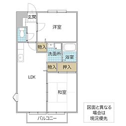 パナボヌールアベ 2LDKの間取図画像