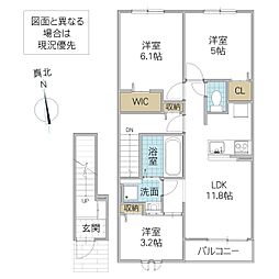 プリムローズM2 3LDKの間取図画像