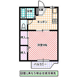 見川グランドハイツ 1Kの間取図画像