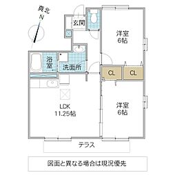 ワイズガーデンC 2LDKの間取図画像