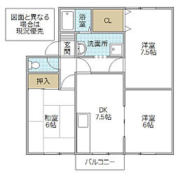 エミネンスB 3DKの間取図画像