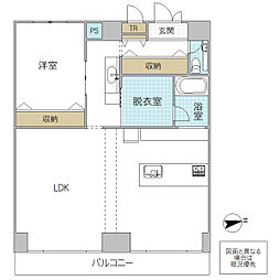 サングリーンなかみなとA棟 1LDKの間取図画像