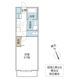 クレセント2 1Kの間取図画像
