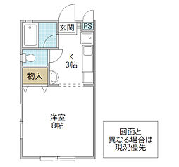 M.HAMADA 1Kの間取図画像