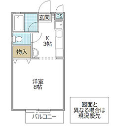 M.HAMADA 1Kの間取図画像
