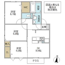 グランマーレH 3DKの間取図画像