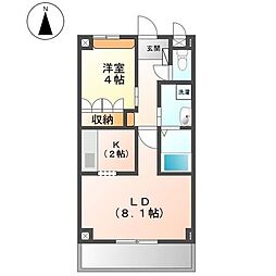 ベルメゾン三ノ町 1LDKの間取図画像