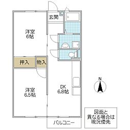 サンライズ3ローズマリー館 2DKの間取図画像
