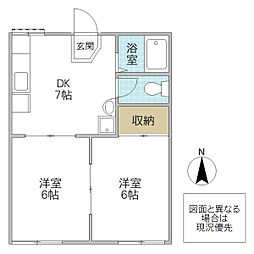 グリーンコーポA 2DKの間取図画像