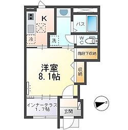 Kusturica 1Kの間取図画像