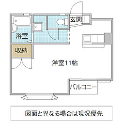 ラベンダーハイツA 1Kの間取図画像