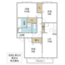 クレーベル1 3LDKの間取図画像