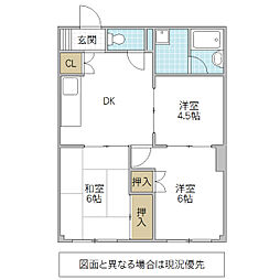 リエス水戸大町 3DKの間取図画像