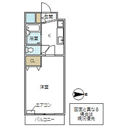 リエス水戸大町 1Kの間取図画像