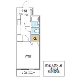 リエス水戸大町 1Kの間取図画像