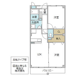 ペアガーデンリア 2LDKの間取図画像