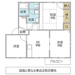 フレグランス河和田A 3DKの間取図画像