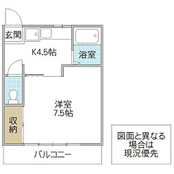 内藤ハイツ 1Kの間取図画像