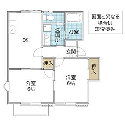 サニーハイツB 2DKの間取図画像