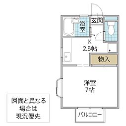 鈴木ハイツ 1Kの間取図画像
