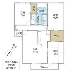サニーハイツナカミチ 3LDKの間取図画像