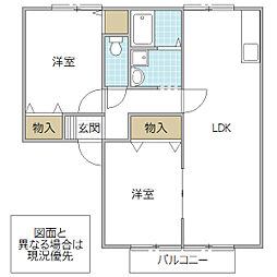 クレスト 2LDKの間取図画像