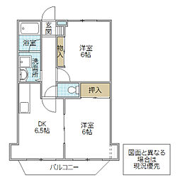 フォーライフ緑岡 2DKの間取図画像
